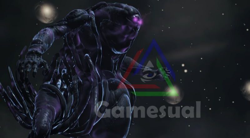 The image shows Tal'Ratha in its MetaPhysical form, which looks a big black frog with a purple tint with roots coming out of it.