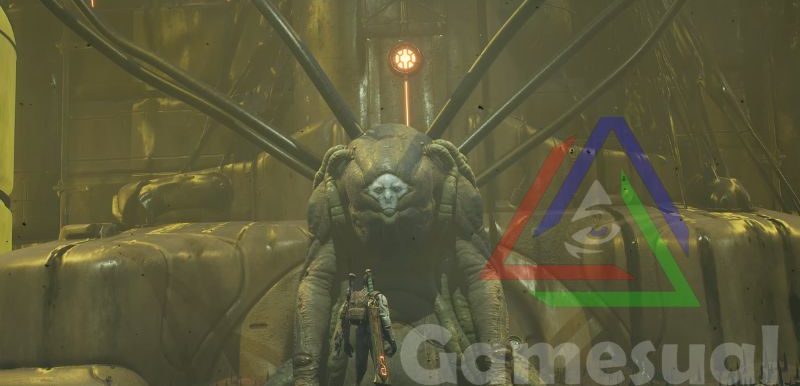 Image shows Tal'Ratha in his Physical form. It is frog-shaped, green in color and roots coming out of it looking like tentacles.