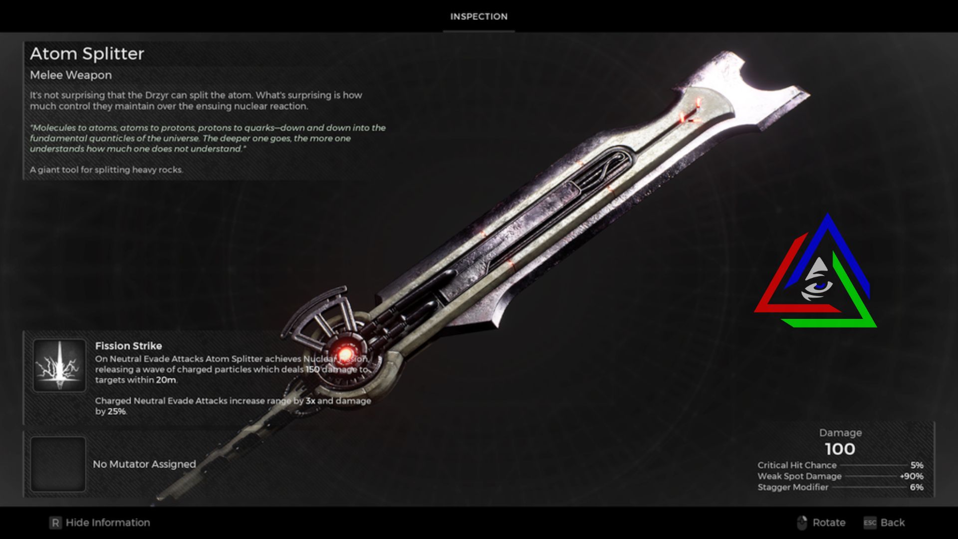 Atom splitter blade melee weapon 