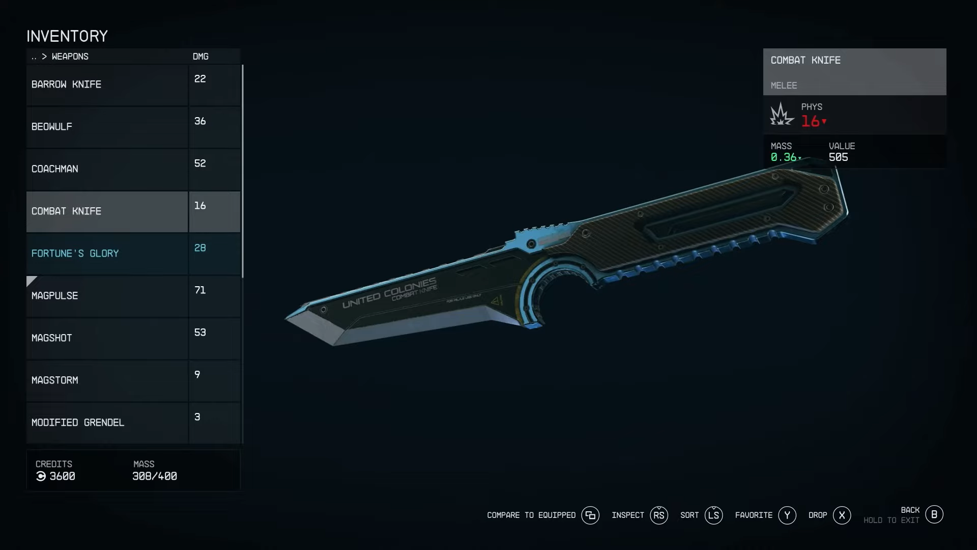 Combat Knife, a Melee weapon in Starfield