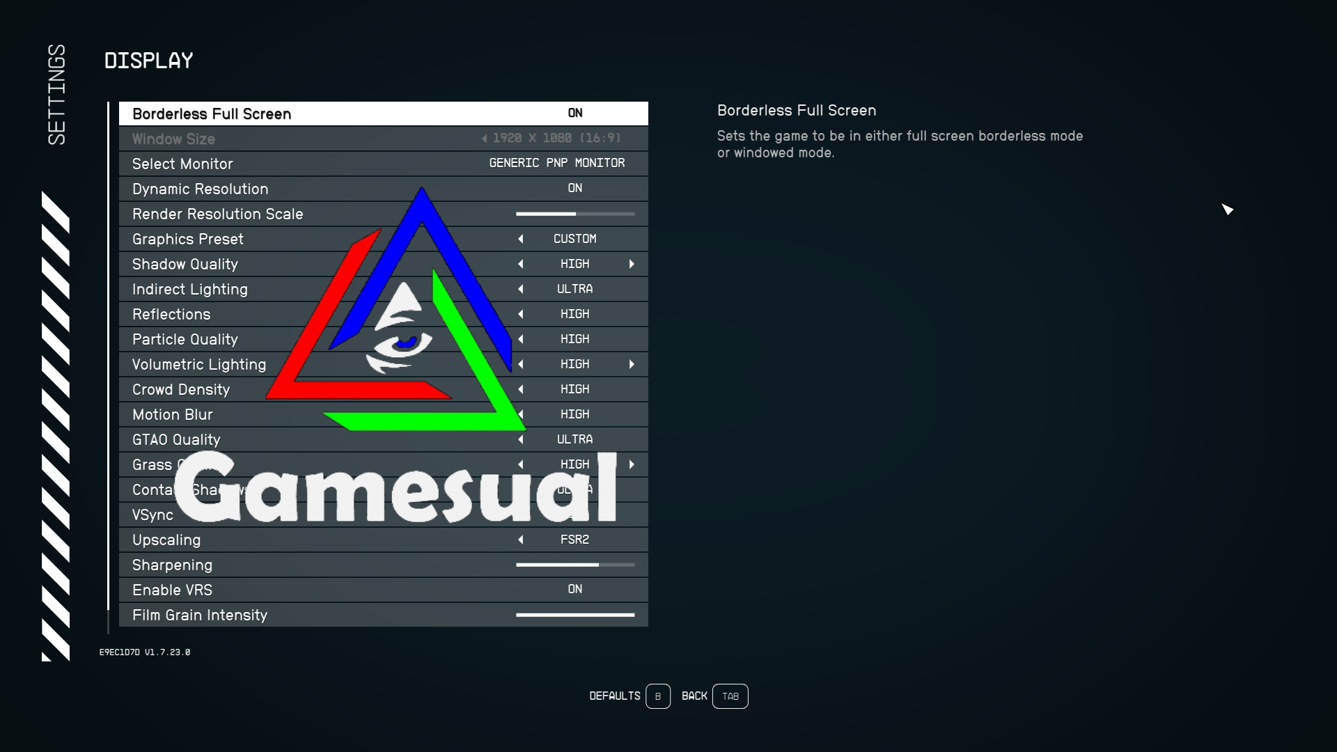 Starfield Graphics Settings