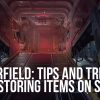 Starfield storing items on ship